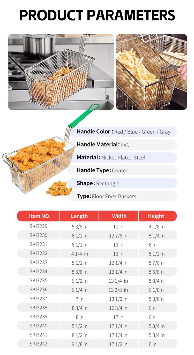 Commercial kitchen colanders strainers chips wire mesh frying baskets stainless steel fryer basket supplier