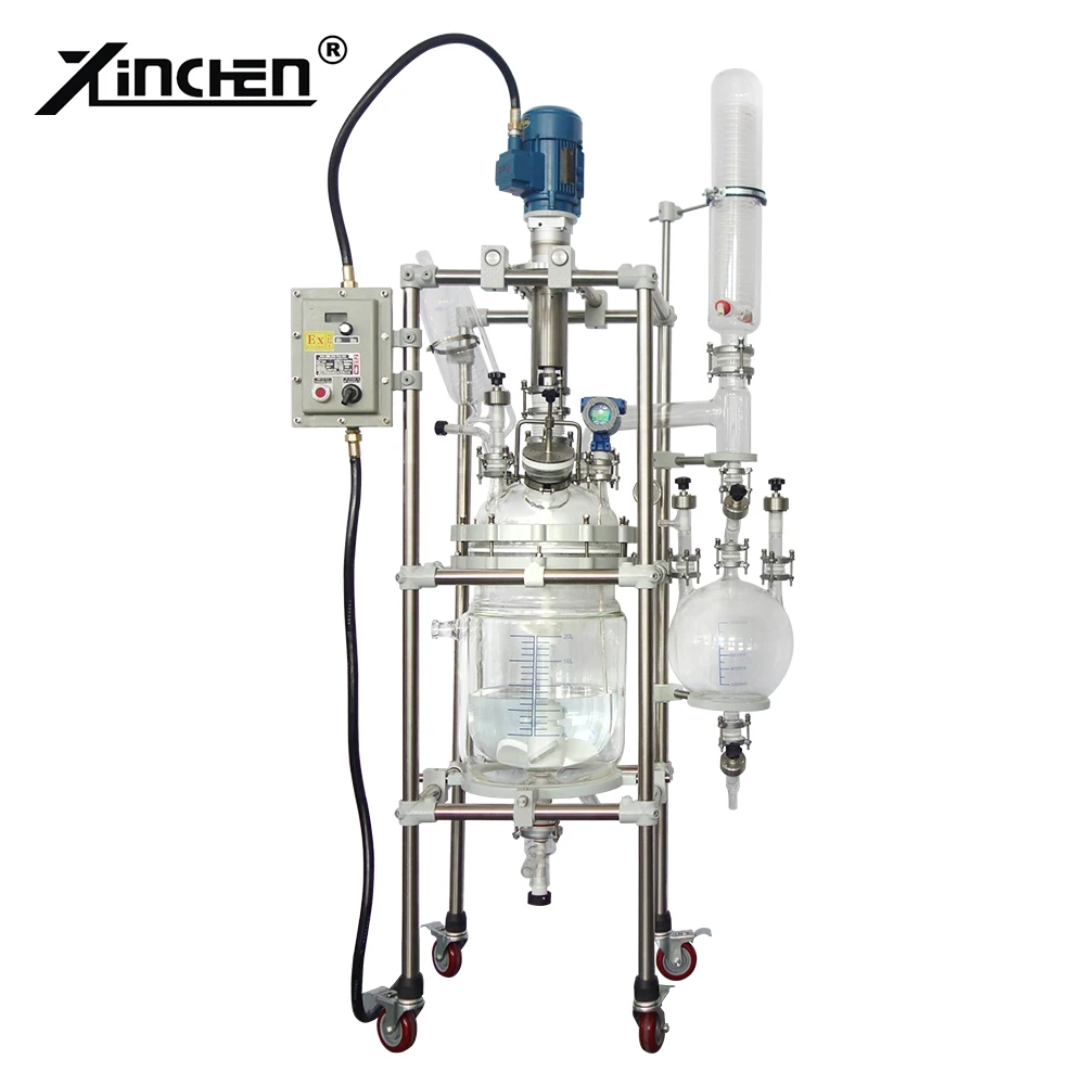 Powerful Stirring 50L Jacketed Glass Reactor for Bioreaction Applications