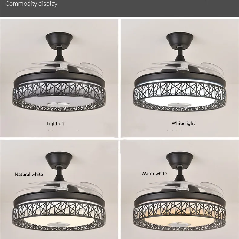 Ceiling fan Lights led Dimmable Chandelier Retractable fan with Remote control 42 inch ceiling fans for dining room/bedroom