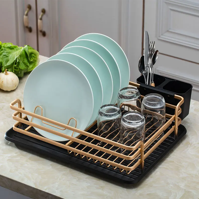 Aluminium Champagne Gold Simple Drain Dish Rack