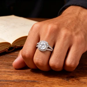 Luxury Engagement Ring for Women Sterling Silver Statement Ring Sparkling Wedding Anniversary Jewelry Elegant Fashion Accessory