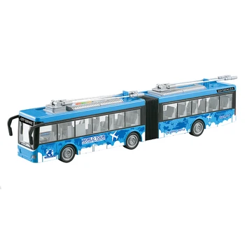 Trolley Double-Segment With Light Sound 1/16 Inertial Bus Toys Car Friction Toy Vehicle Wholesale Cars Children Toys Juguete Boy
