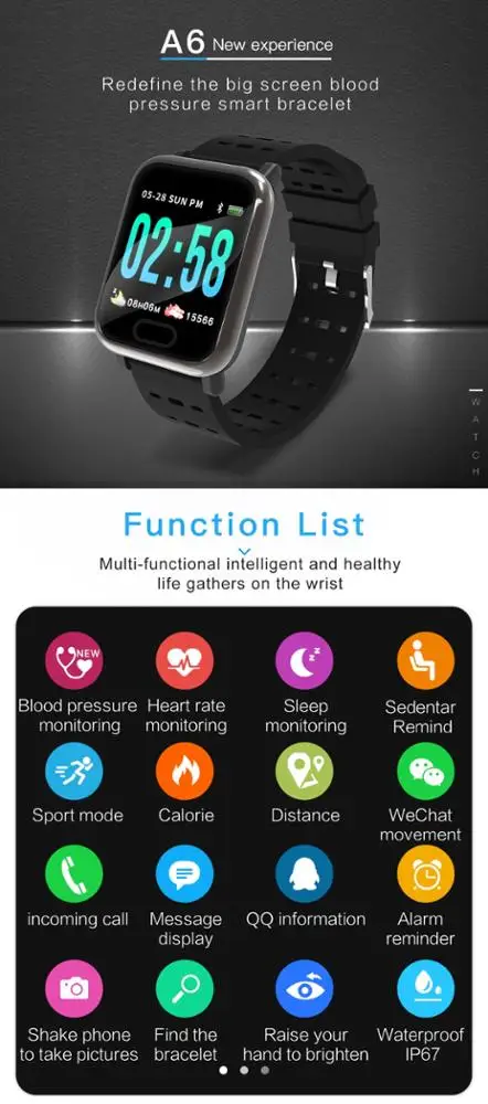 A6 Smart Watch Waterproof Smart Bracelet Bluetooth Compatible Wristband  Relo Heart Rate Monitor Sports Fitness Band Smart Watch - AliExpress