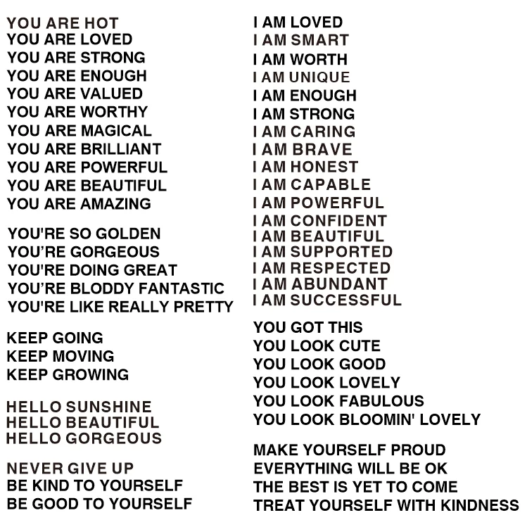 Custom Motivational Sentence Affirmation Phrase Wall Decor Mirror Quotes Sticker Decal for Bedroom Bathroom Living Room Mirror