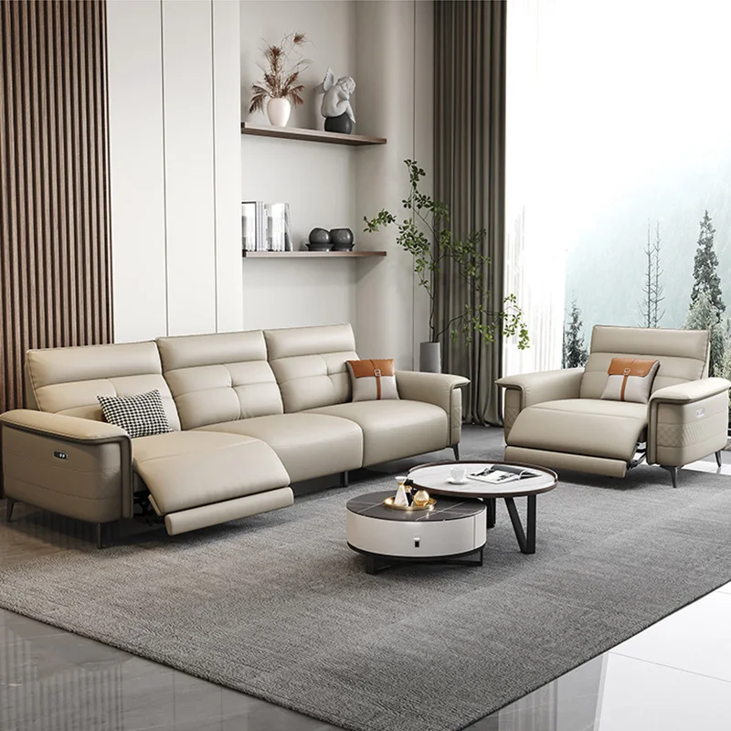 Первоклассная итальянская кабина из натуральной кожи, современный простой дизайн, многофункциональные секционные откидные диваны из микроволокна