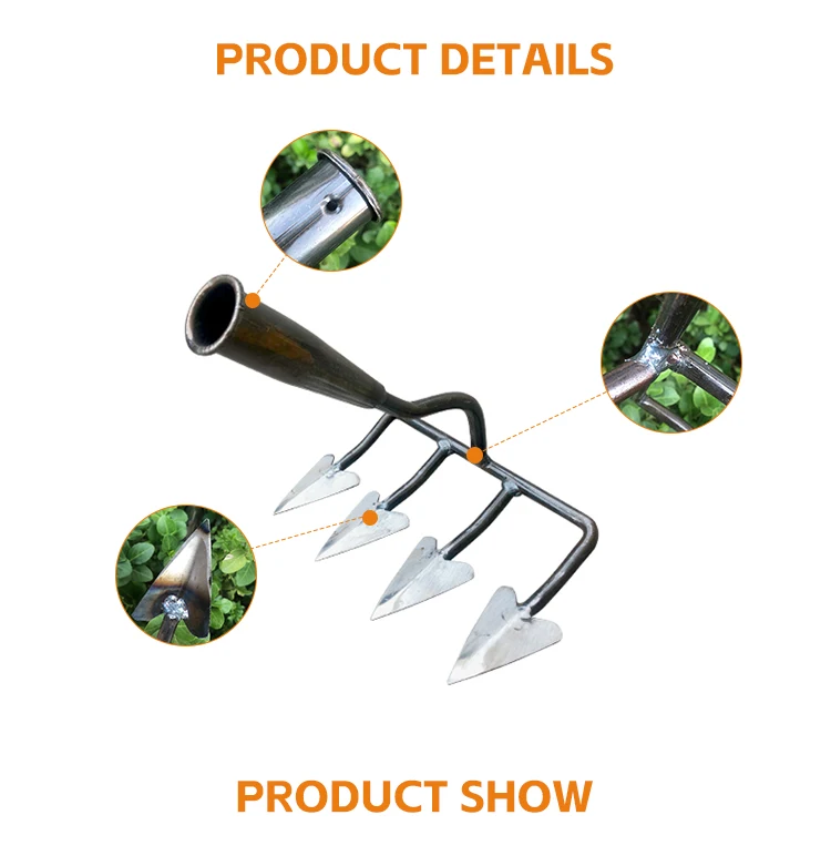 product high quality custom agriculture tools farming  hoe  garden tool  four teeth triangular hoe-5