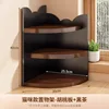 Cat-themed Corner Shelf [Black Tea Stand, Walnut Color Shelf]