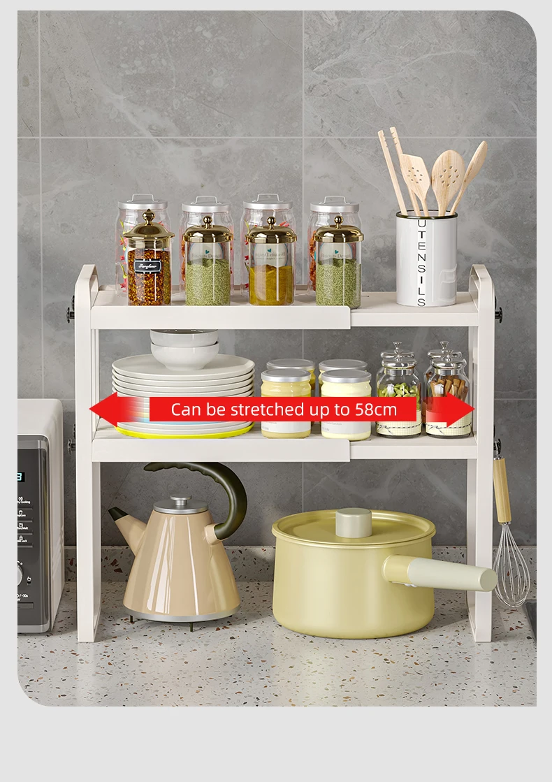 Kitchen Countertop Organizer Corner Shelf - 2 Tier Bathroom Storage ...