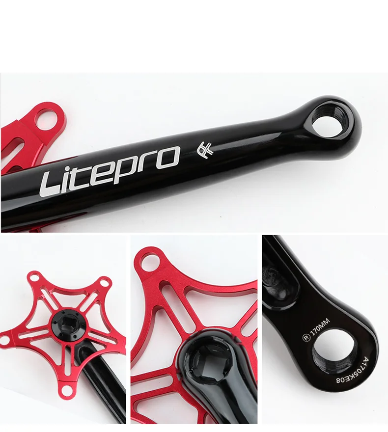 Litepro折りたたみ自転車クランクセットBCD130スクエアホールクランクスプロケット46/48/50/52/54/56/58Tスクエアホールクランクブロンプトンバイク用