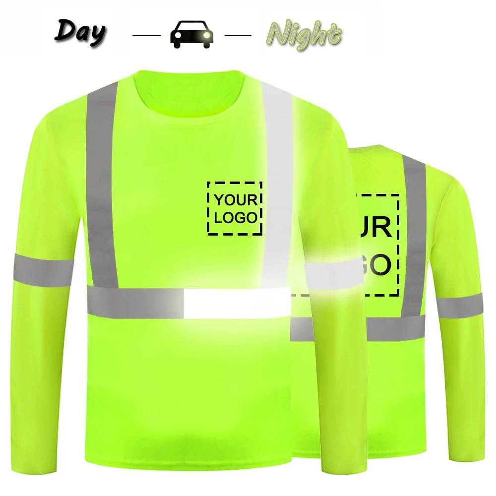 High Visibility Unisex Reflective Safety Shirts Long Sleeve With