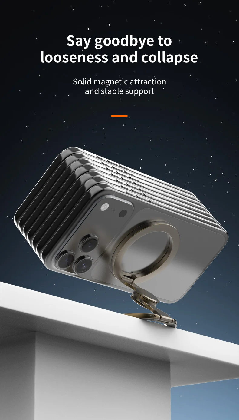 Fingertip Gyroscope Magnetic Phone Holder Fully Foldable Double Sided Stand with Kickstand for Smartphone