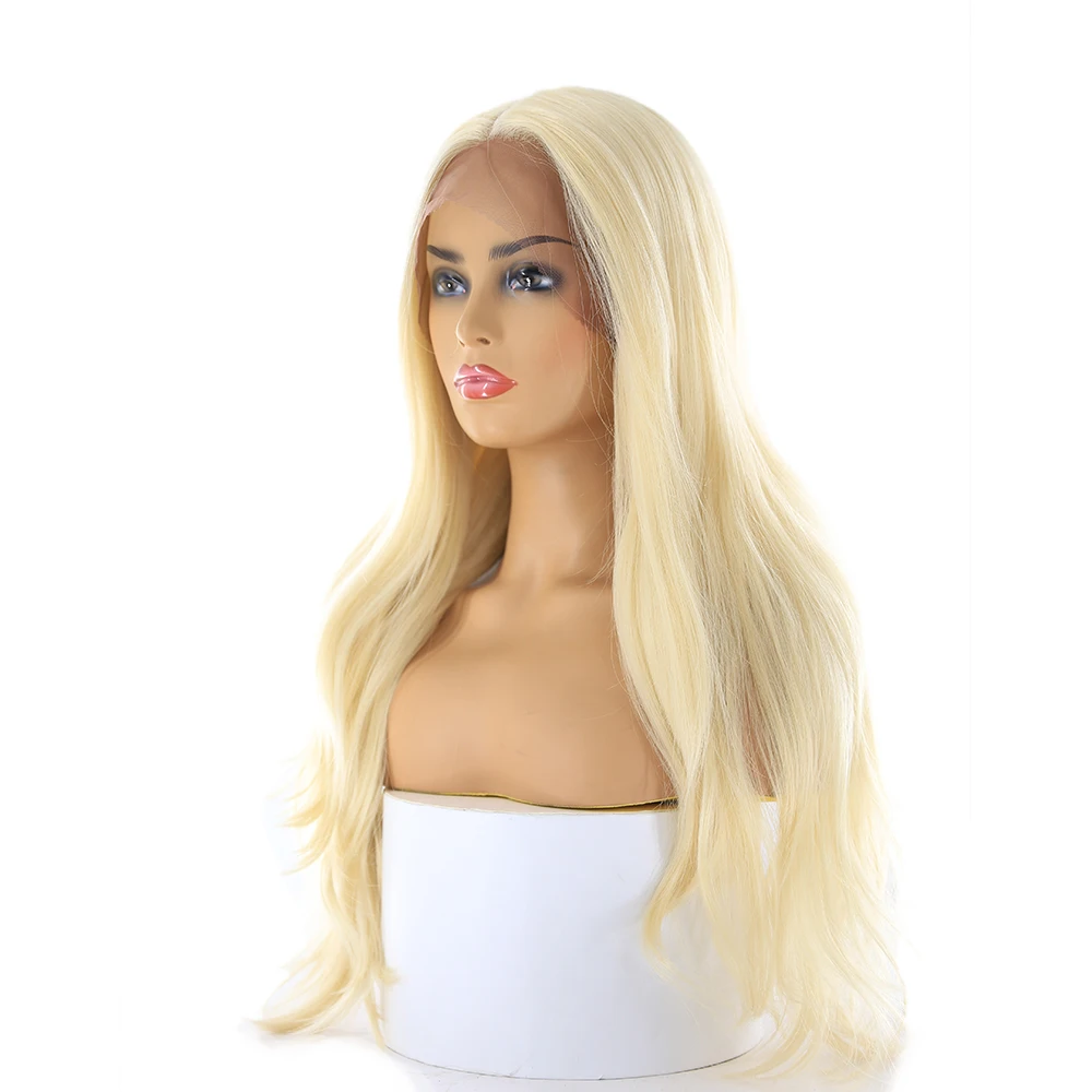 X-TRESS оптовая продажа длинные волнистые волосы цвета блонд, 613 # средняя часть парик из синтетических волос Кружева передние парики для чернокожих женщин