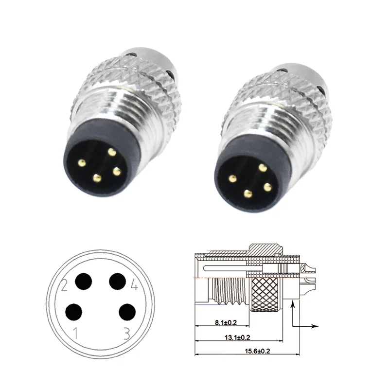 M8 Circular 4 Pin a Code Electrical Cable Industrial Moldable Male Female Plug IP67 Waterproof Moldable Connector