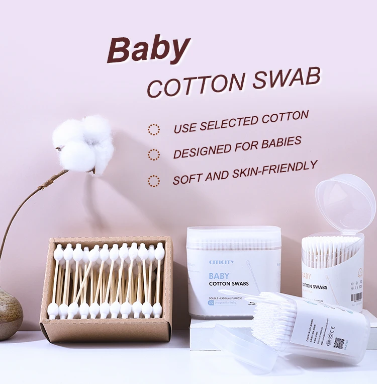 Hot Sale Round And Spiral Head Soft And Safety Cotton Buds Qtips Baby Q