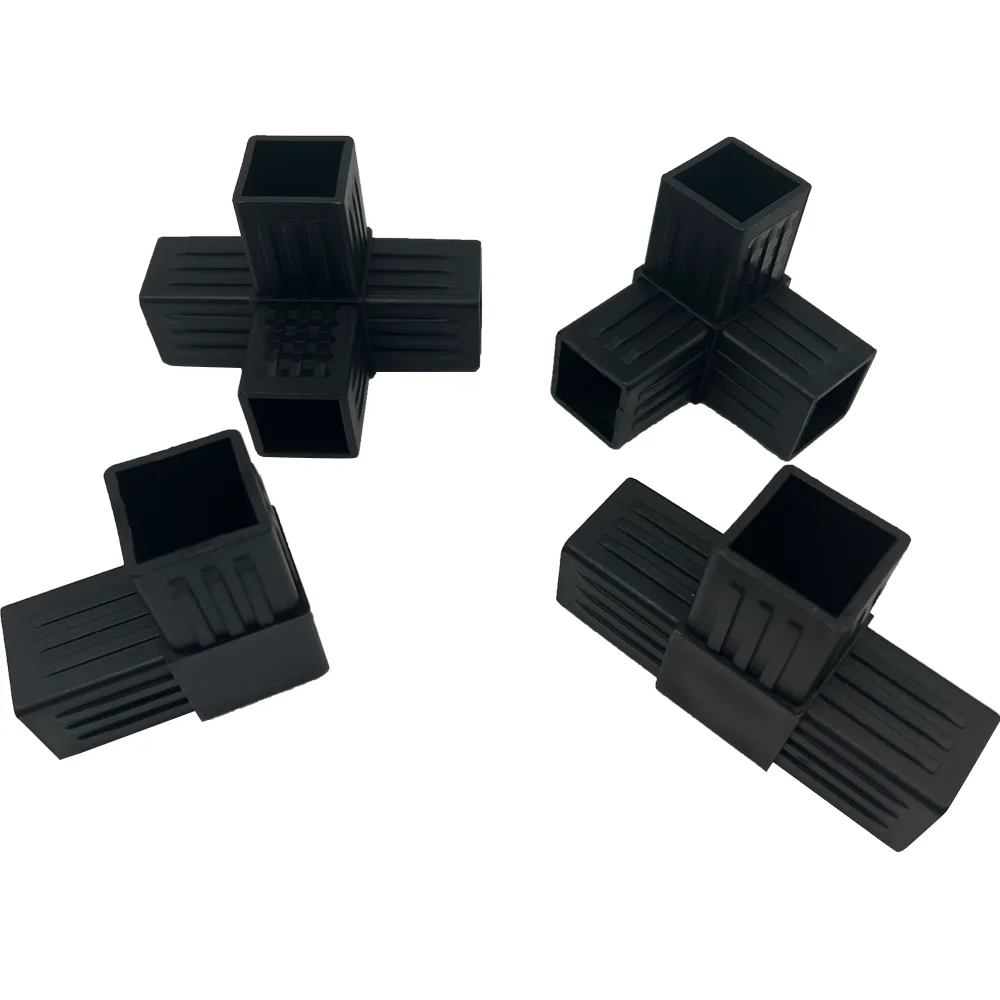 4 Pack Square 3 Way T Connector - Tube Fitting, Heavy Duty Nylon - Vital Parts