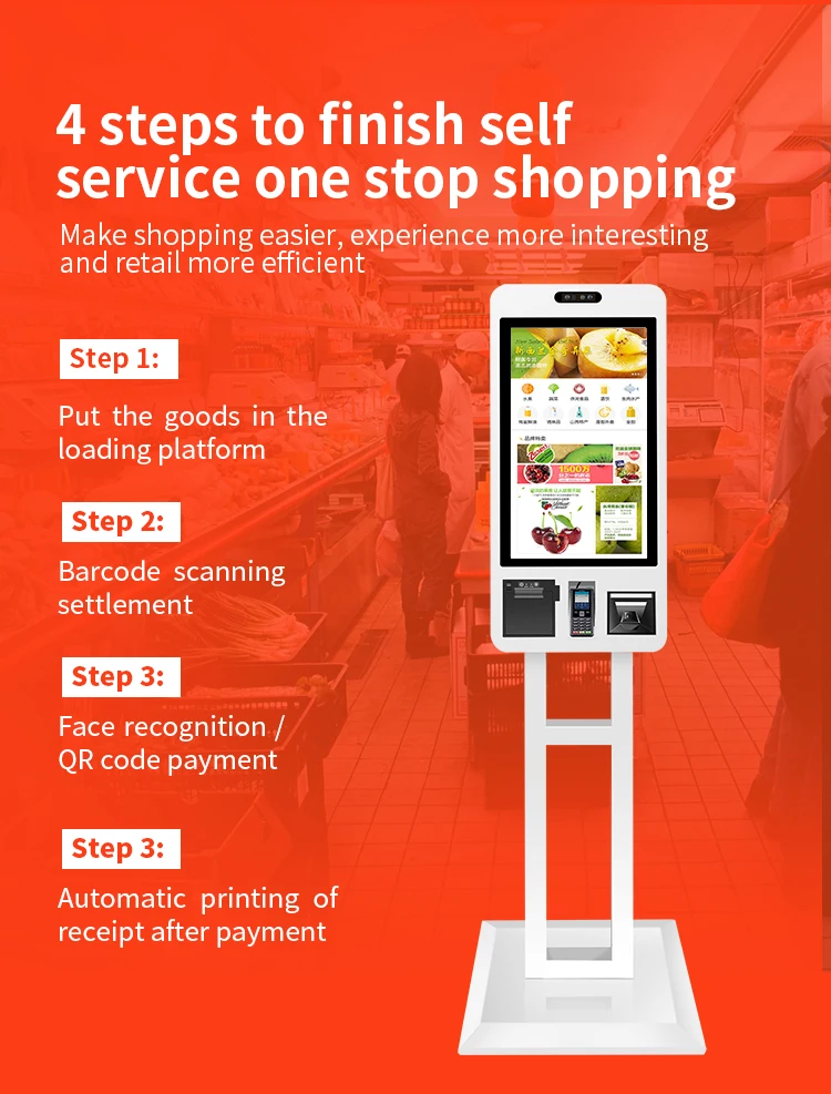 24 Inch Interactive Touch Screen Self Service Ordering Payment Kiosk ...