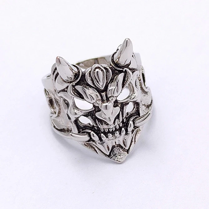 SC Hot Sale Japanese Demon Samurai Rings - Gothic Silver