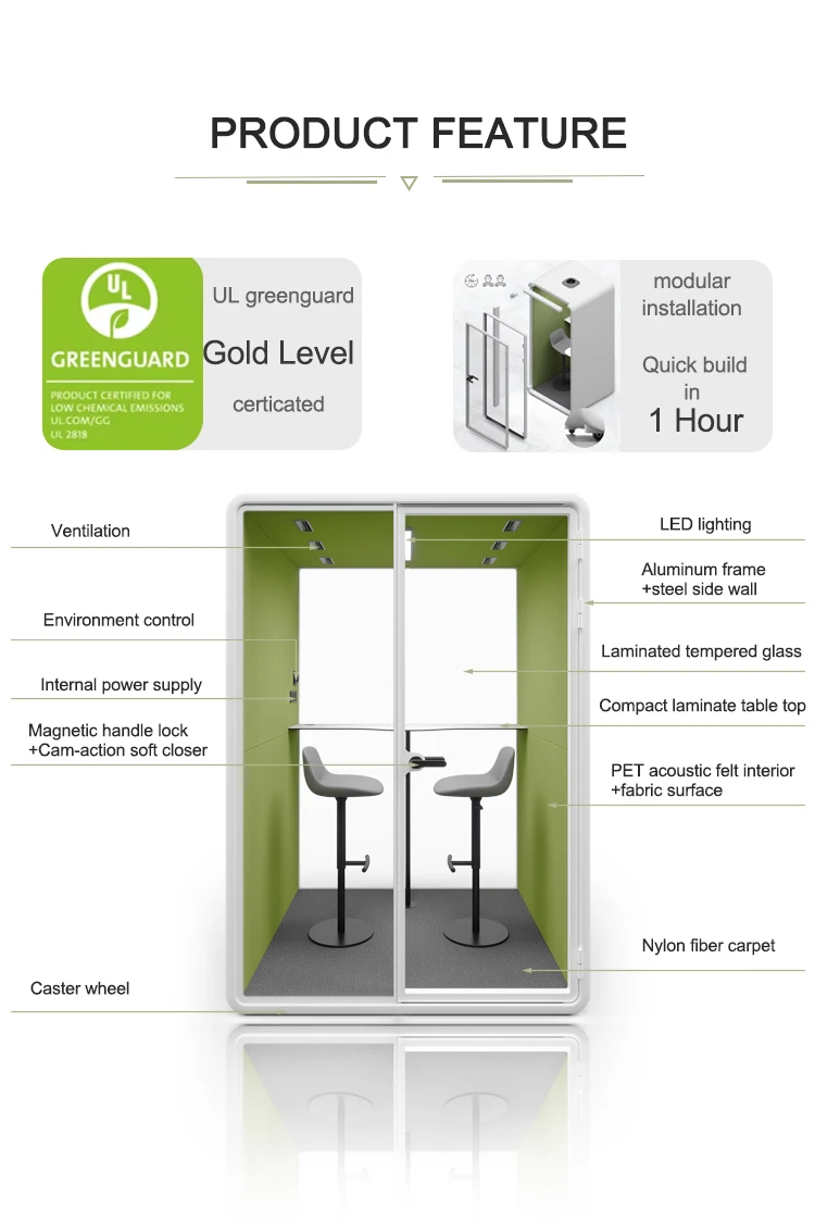 Modular Movable Office Phone Booth with Easy Installation for Private Meetings