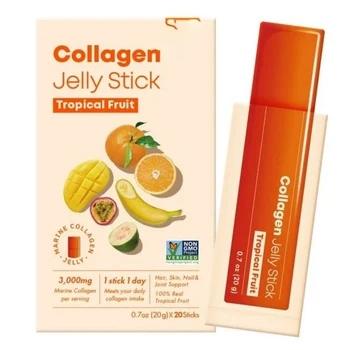 Tropical Fruit Collagen Jelly Stick with 3g of Marine Collagen Peptide from Canadian Wild Codand 100% Real Tropical Fruit