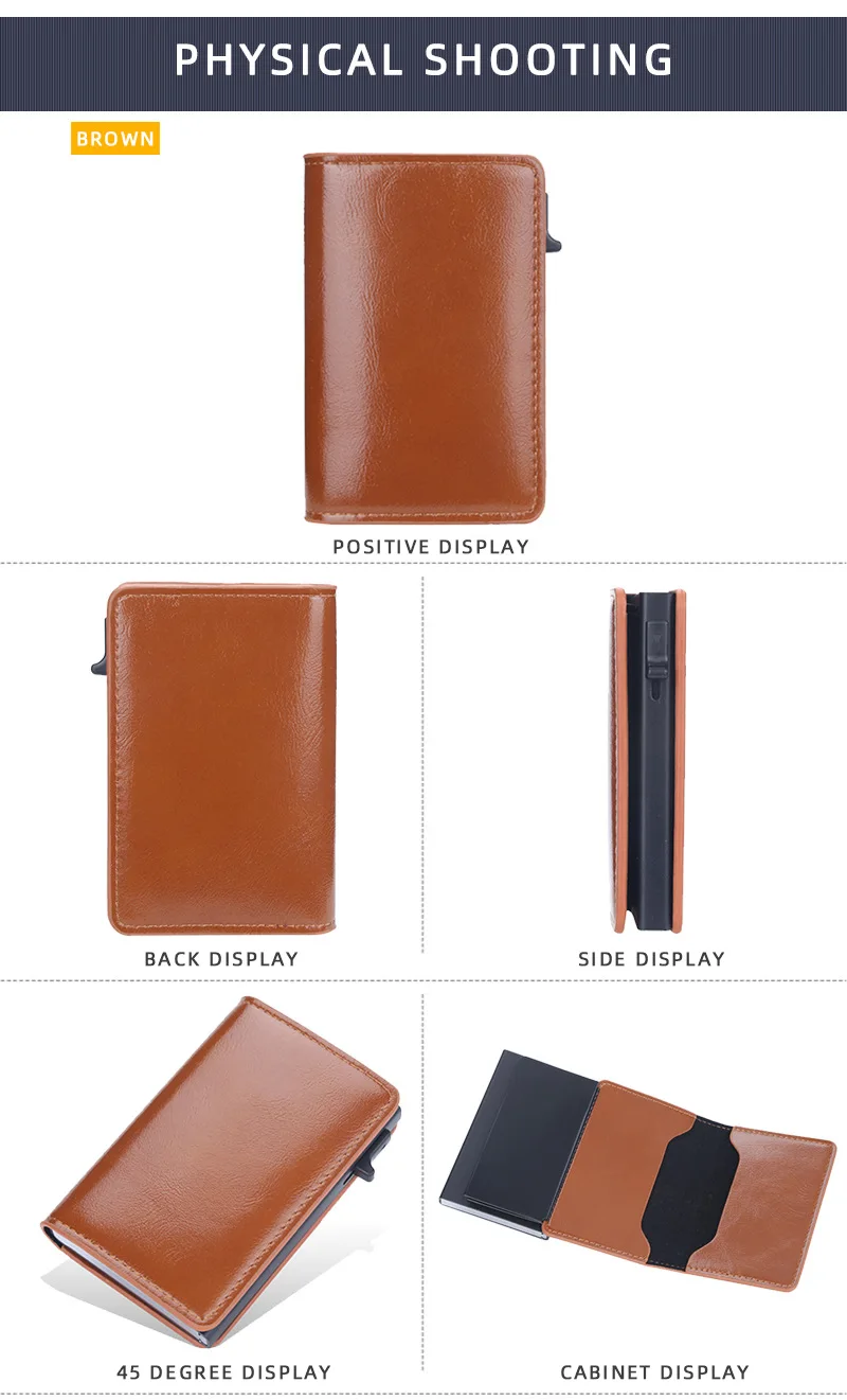 Baellerry Fashion Trend Pu Leather Cover Ultra Thin Automatic Popup RFID Card Holder