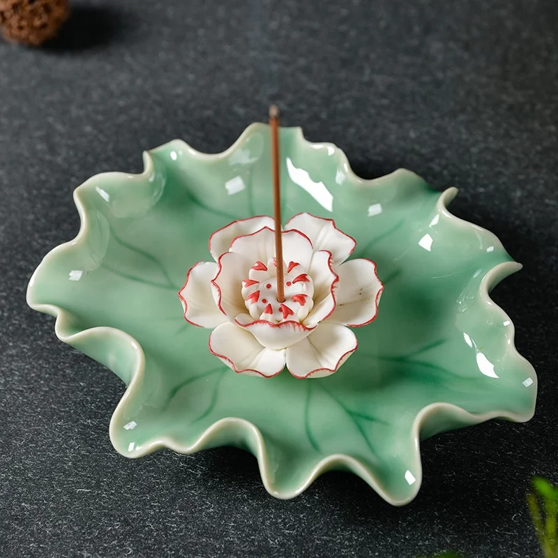 Synwish handmade custom ceramic lotus incense holder stick burner in bulk wholesale