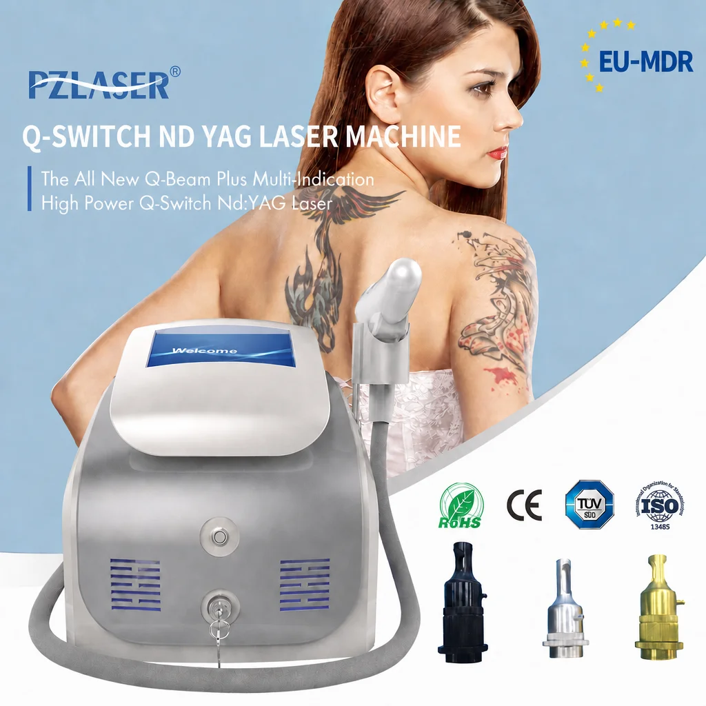 PZLASER Effective Portable Pico Laser 532nm 1064nm 1320nm Picosecond Q Switch Nd Yag Laser Machine Remove Tattoo