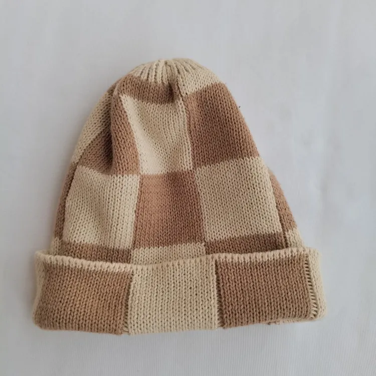 New fashion winter sweater baby hat double ball wool cap pure color children's knitted beanie