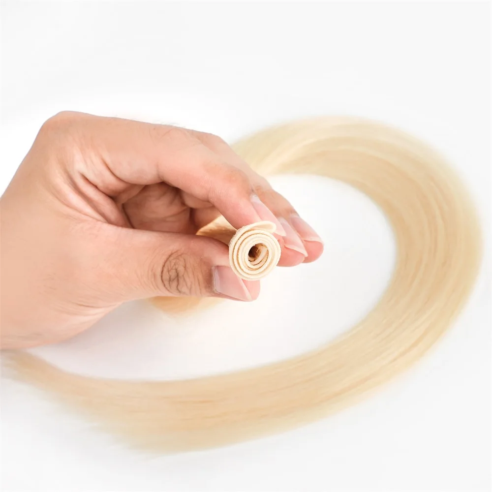 Leshine New Design handtied wefts Invisible Flat Weft Weave Human Hair Extensions Vendors  Seamless Genius Weft factory