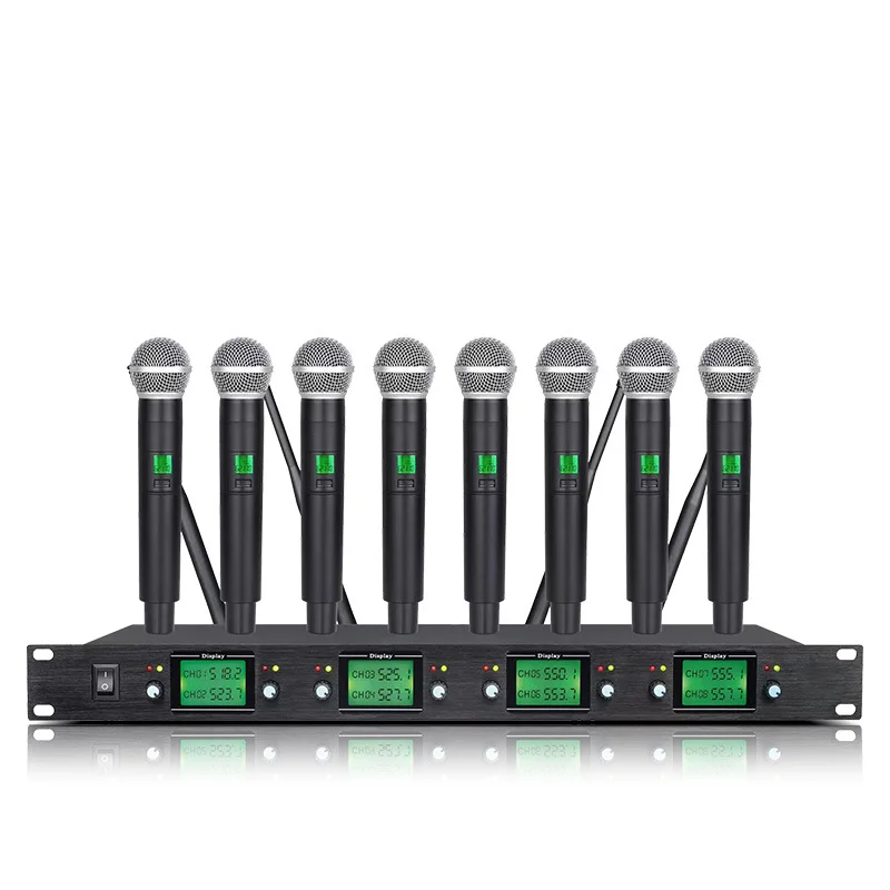 XTUGA Professional 8-Channel UHF System Wireless Dynamic Microphone for Conference Use