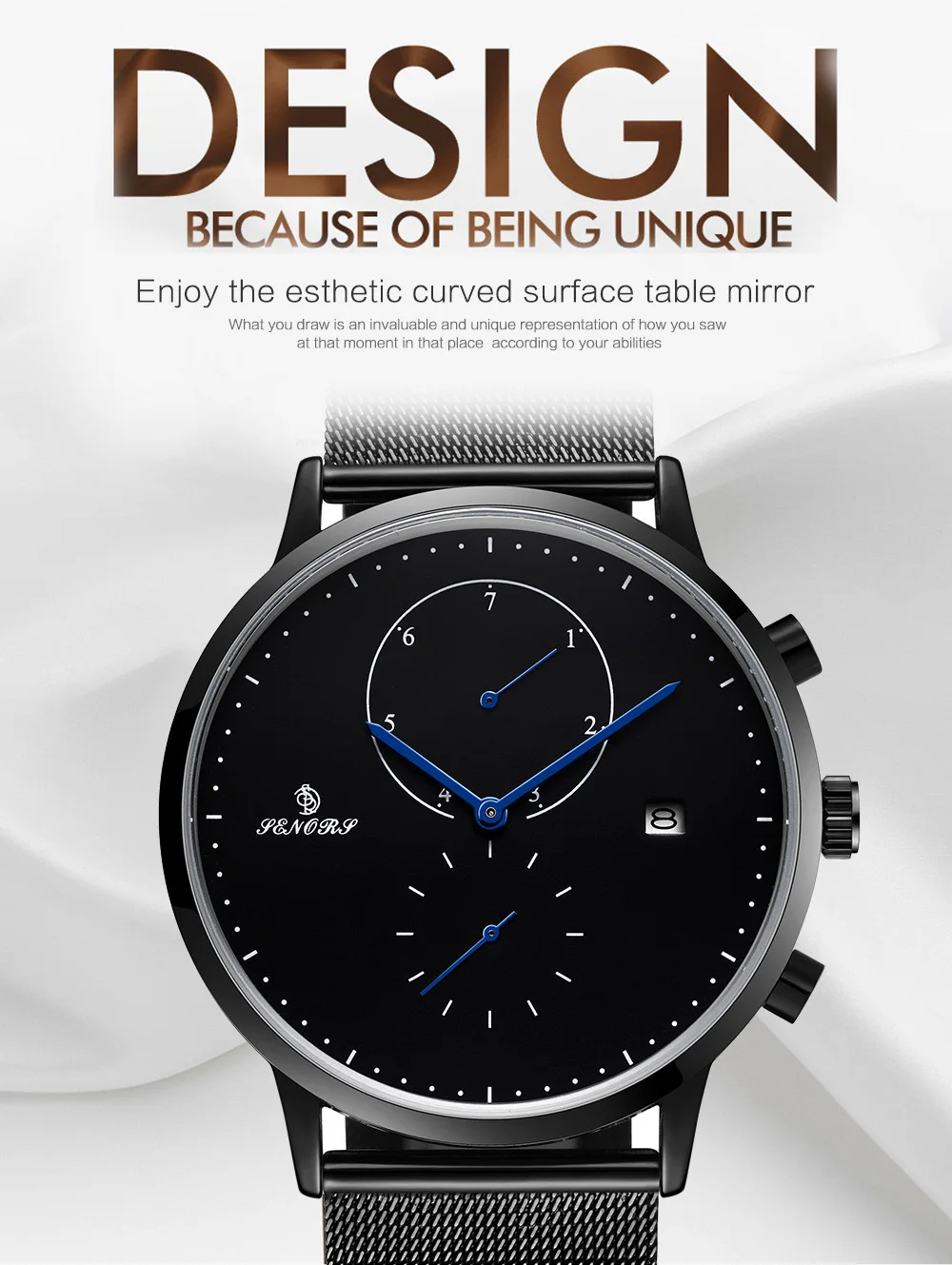 Fashion Sleek Minimalist Quartz Analog Mesh Stainless Steel Waterproof ...