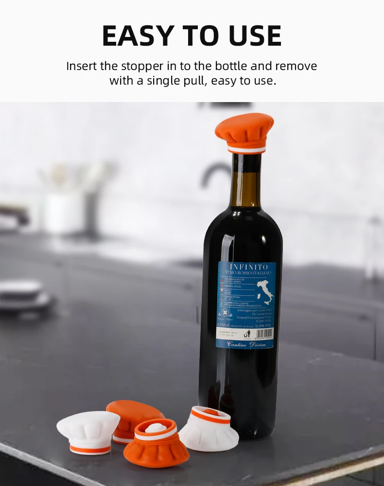 Leatchliving Cartoon Toque Blanche Shape Silicone Wine Stopper Food Grade Wine Stopper Buy