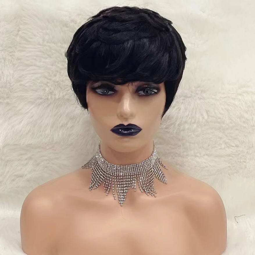 Factory Outlet Pixie Cut Ombre 1B30 Human Hair Wig Machine Made Cheap Pixie Cut Short BOB Human Hair Wigs