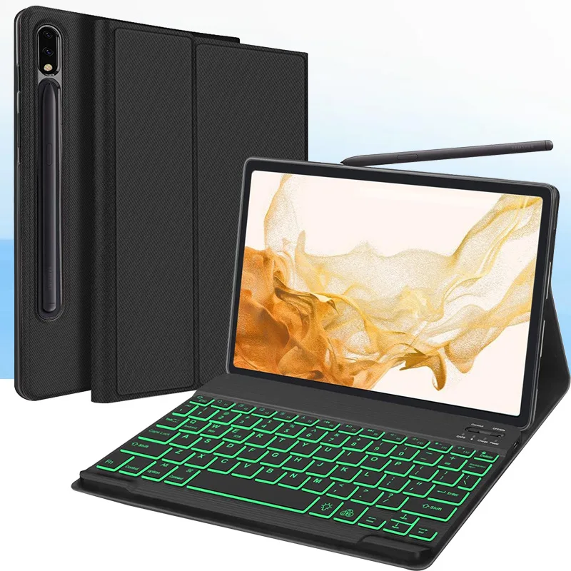 Hot Selling Wireless Keyboard Case Tablet Back Cover Flip Leather Stand Cases For Samsung Galaxy S8 Plus 12.4 Inch