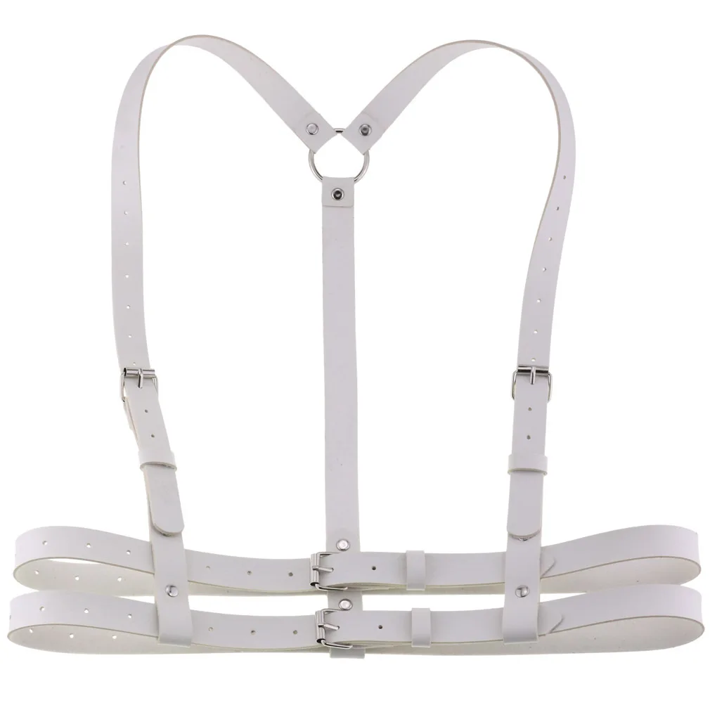 2872 White Pu Leather O-ring Belt Trendy Body Bondage Harness Straps White PU Leather O-Ring Belt Trendy Body Bondage Straps  main image 2