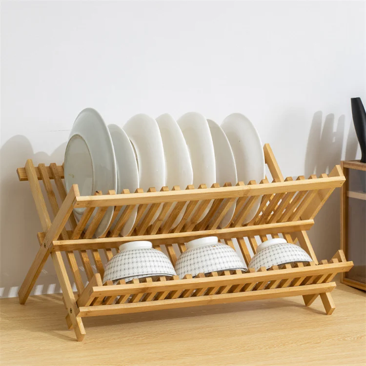 Plate Racks Stand Pot Lid Holder Bamboo Wooden Dish Racks Kitchen Cabinet  Organizer Dish Drying Rack for Bowl, Cup, Cutting Board Holder Dish Drainer  for Kitchen Counter Top 