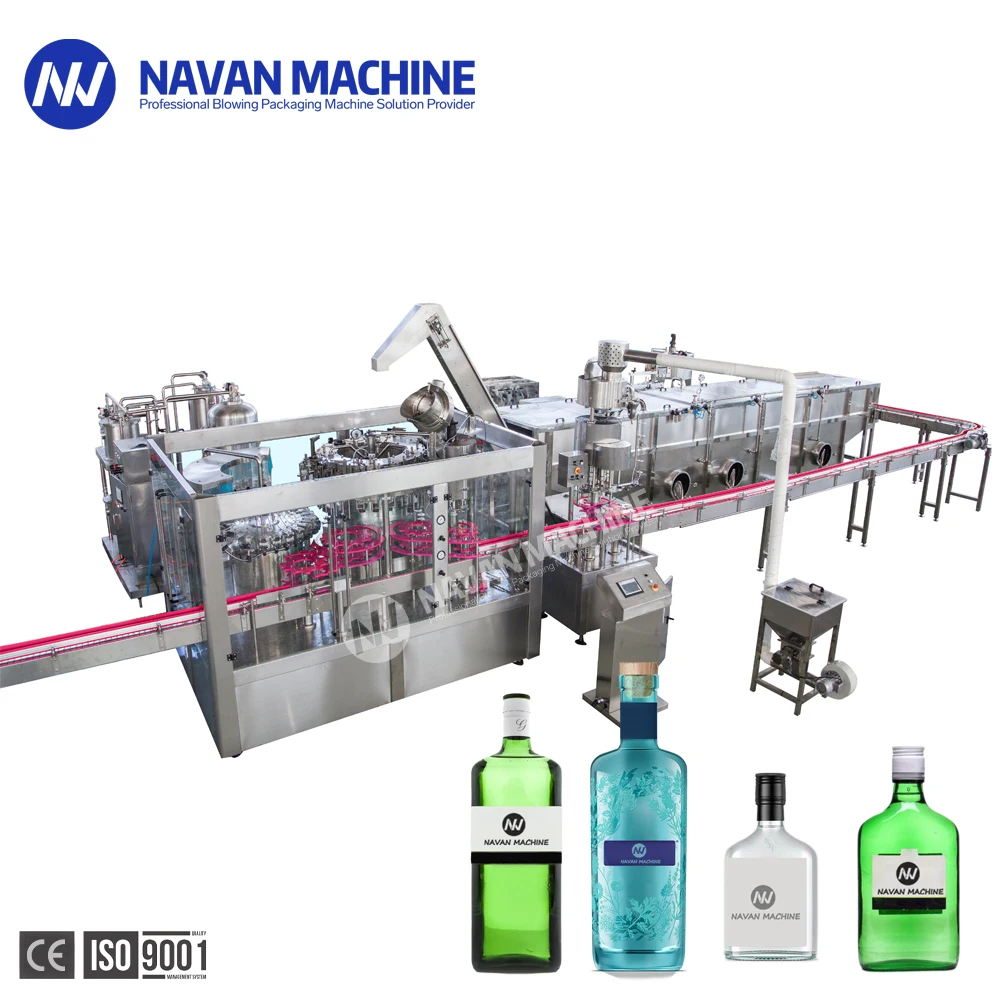 Turnkey Project Automatic Washing Filling Capping Machine for Alcohol Drinking Automatic Glass Bottled Gin Production supplier