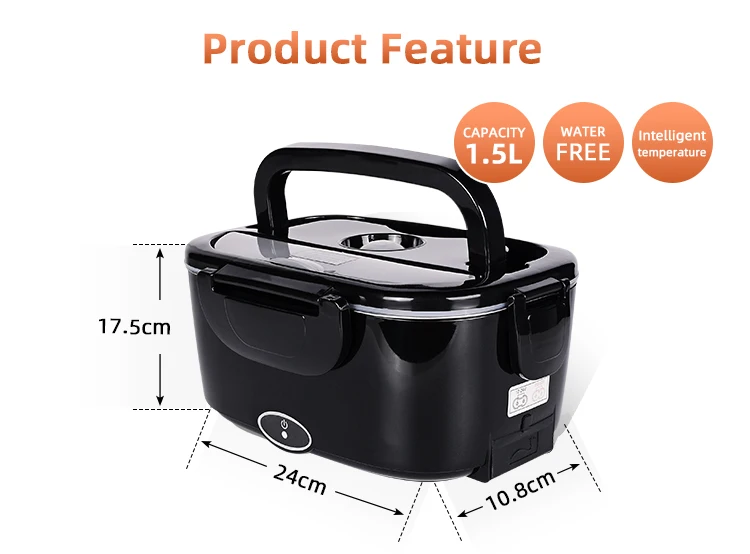 1.5l Portable 60w Electric Lunch Box Fast Heating Food Container For