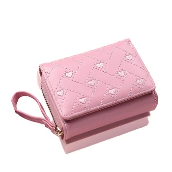 Women's Unisex Fashion Embroidered Heart 70% Multi-Card Wallet with Mini PU Zipper Pouch Coin Purse and Card Holder