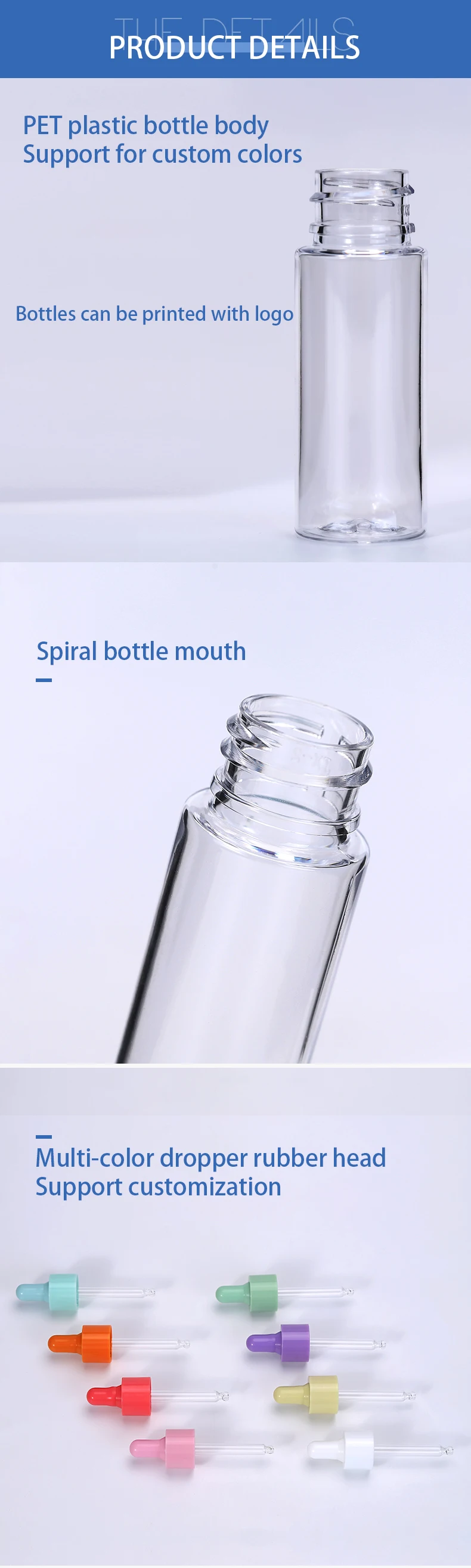 Serum Plastic Bottle 20ml Mini Small Capacity Dropper Bottle 20ml