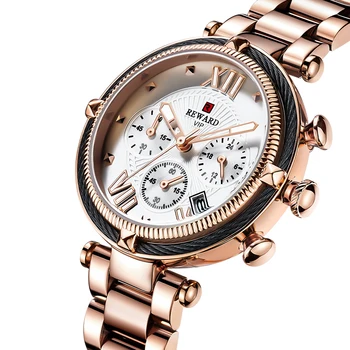 REWARD Hot Brand Luxury Women Watches Fashion Stainless Steel Band Quartz Sport Watch Luminous Ladies Wrist Watch