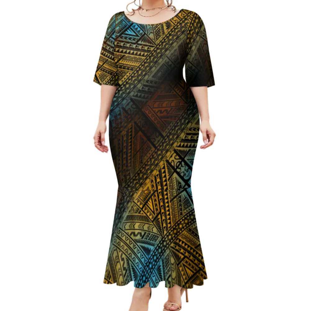 2023 Hot Sales Lady Dresses Polynesian Samoan Tribal Pattern Design ...