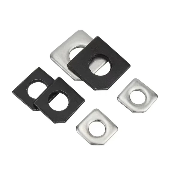 Jinchao 304 Bakin Karfe Square Oblique Gasket I-Beam Flat Pad Black Washers Karfe Gasket High Quality Bakin Karfe