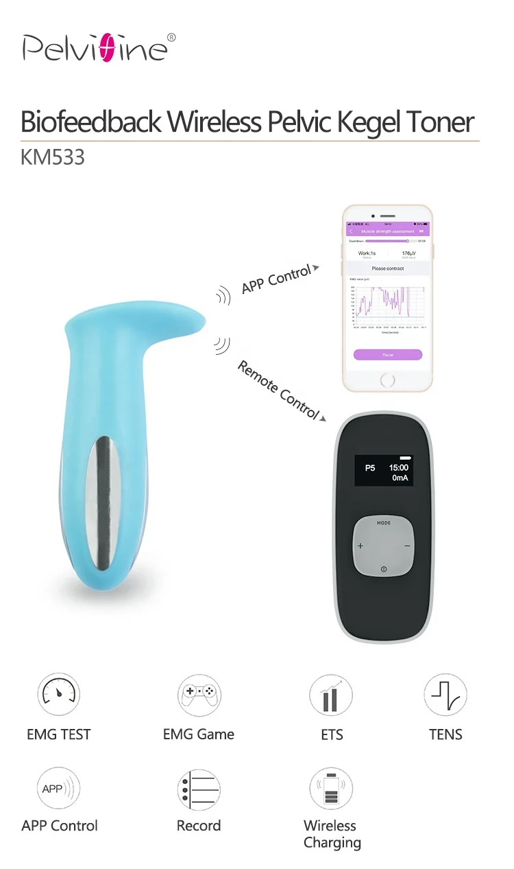 App Control Wireless Biofeedback Pelvic Floor Kegel Trainer Muscle Stimulator With EMG Test EMG Game