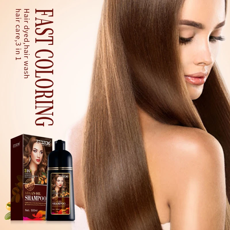 Natural Professional Color Dye Shampoo to Cover Grey Hair Magic Fast Black Hair Shampoo for Women with Argan Oil