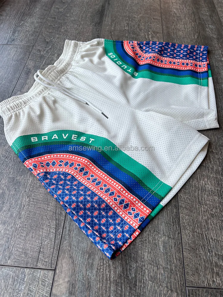 Eco été personnalisé Sublimation respirant maille RPET décontracté gymnase Boardshorts pantalons de survêtement vêtements d'entraînement basket-ball hommes 605_voghion.com