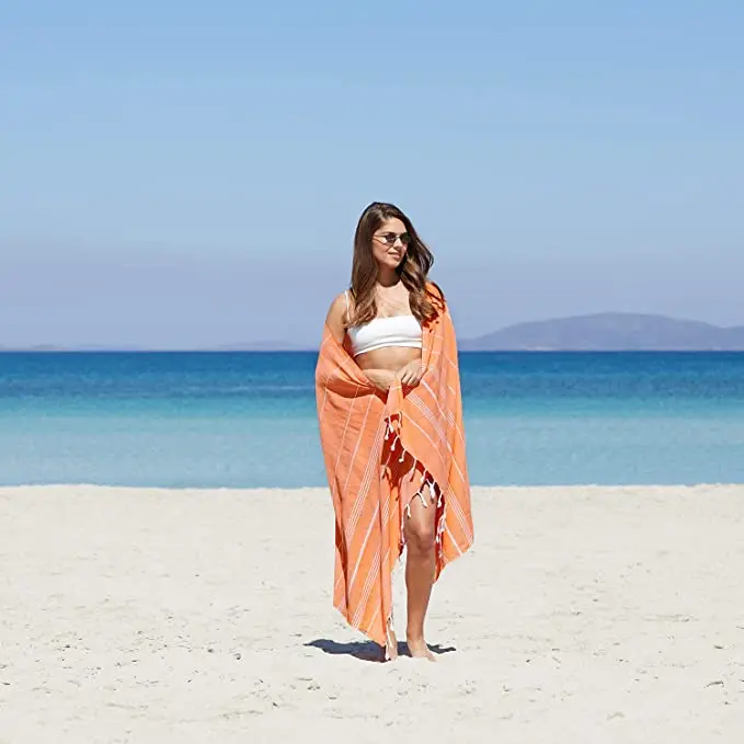 orange turkish beach towel (1x1.8m) soft