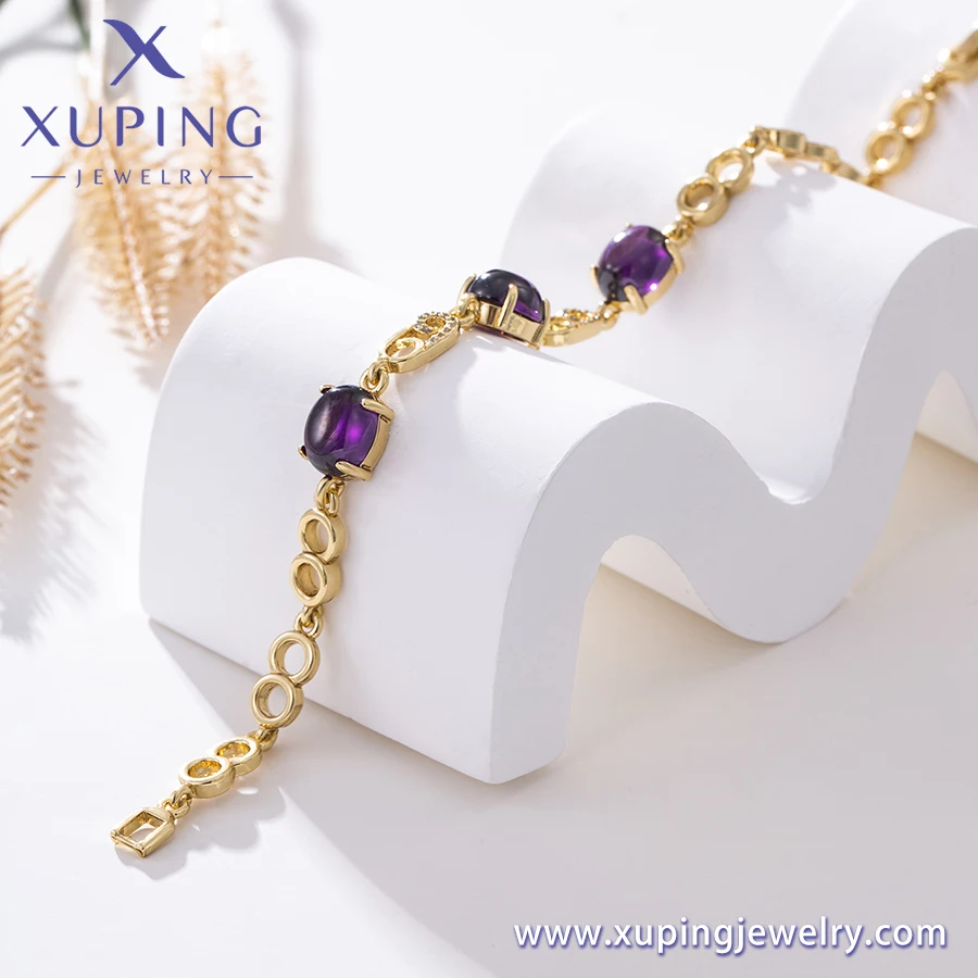 X000925435 Xuping Jewelry Purple Zircon Grain Chain Bracelet