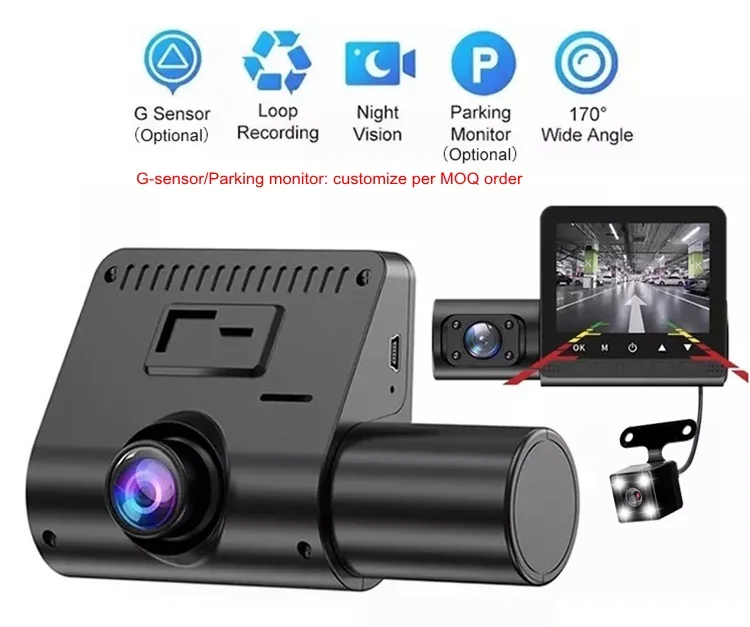 Relee Private 3 Lens Dashcam For Amazon Front Inside And Rear Dvr Video ...