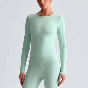 Quick Dry Long Sleeve Workout Top Women Sport Top Round Neck Slim Fit T-shirt Yoga Top