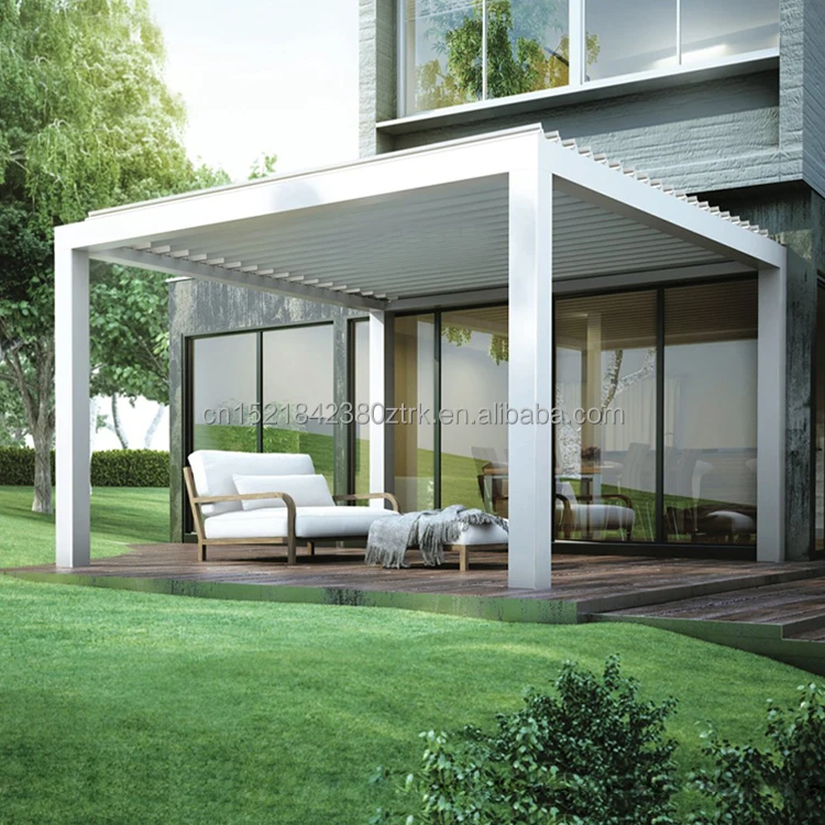 Outdoor Sunroom Gazebo Motorized Louver Roof Bioclimatic